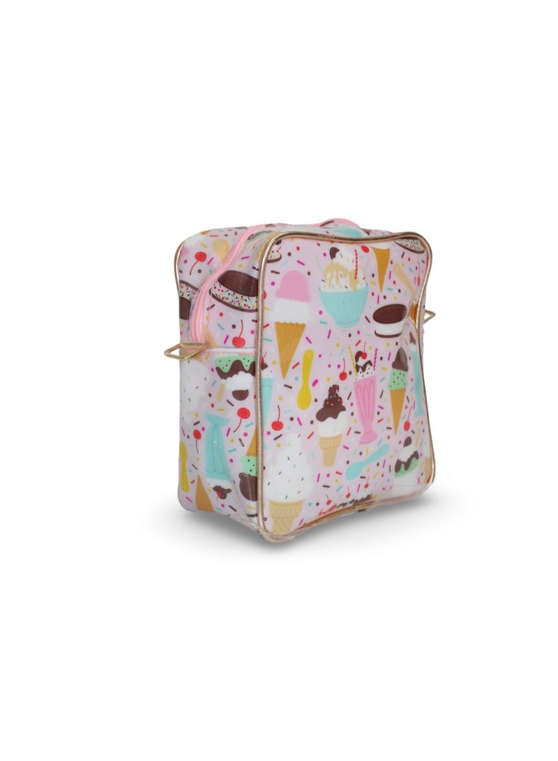 فانسي حقيبة كروس للبنات - وردية اللون بتصميم آيس كريم - Image 1